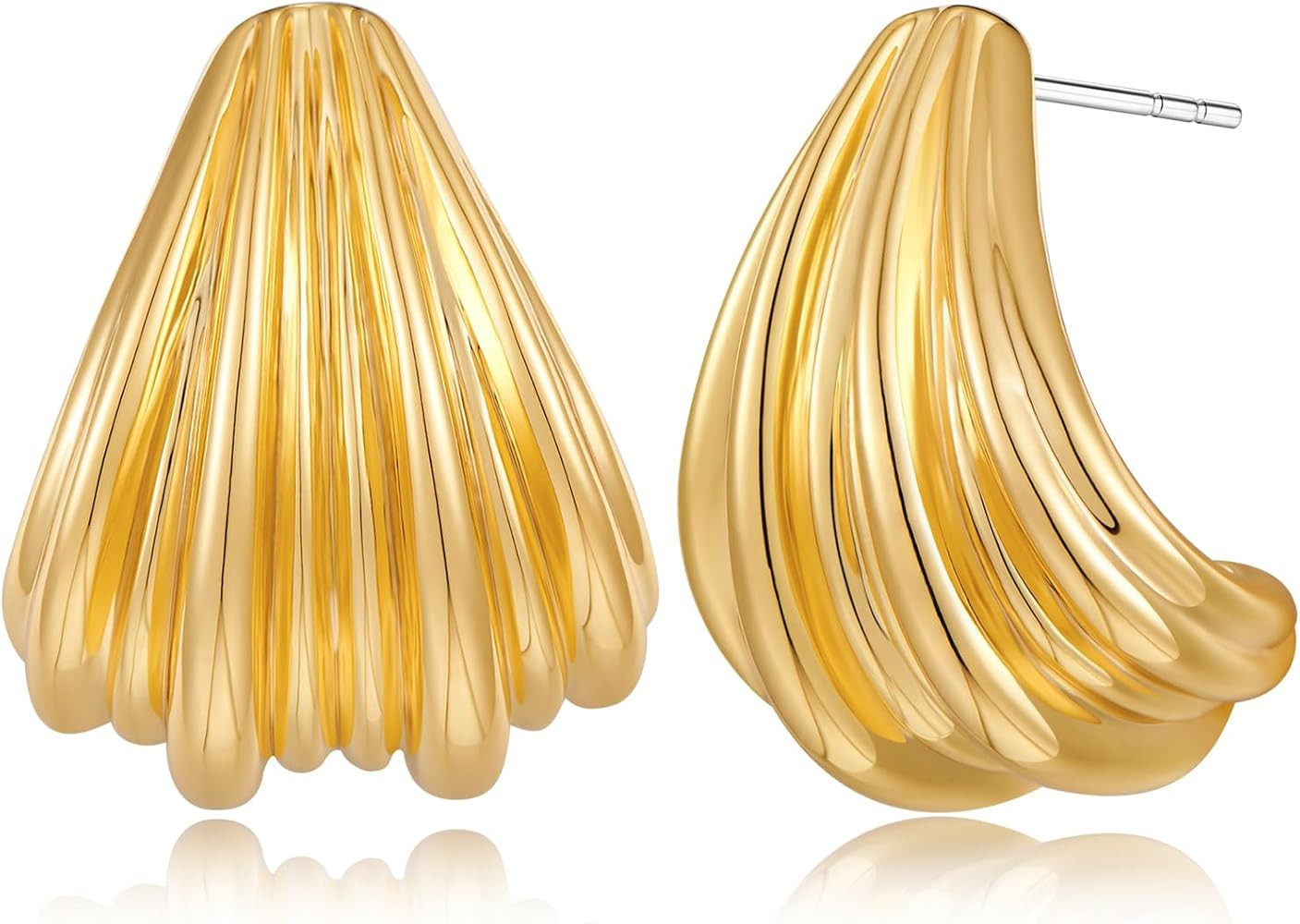 MUYAN Chunky Gold Textured Earrings for Women Trendy Minimalist Large Chunky Studs Fashion Jewelr... | Amazon (US)