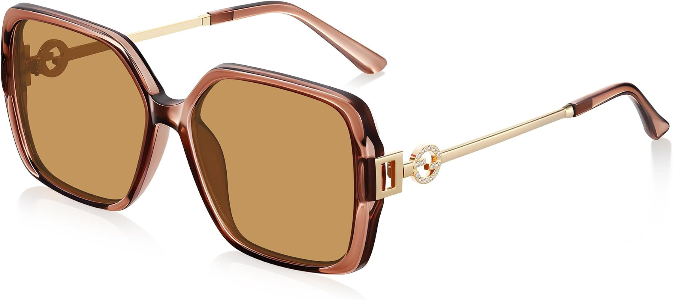 Retro Square Sunglasses for Women Oversized Vintage Style Sun Glasses UV Protection Metal Temple | Amazon (US)