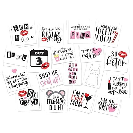 FashionTats Mean Girls Temporary Tattoos | Pack of 36 | Burn Book - You're So Pretty - So Fetch &... | Amazon (US)