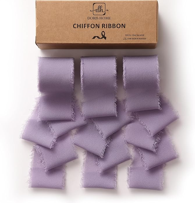 DORIS HOME Pastle Purple Chiffon Ribbon for Flower Bouquet, 1.5" x21Yd Fabric Ribbon for Gift Wra... | Amazon (US)