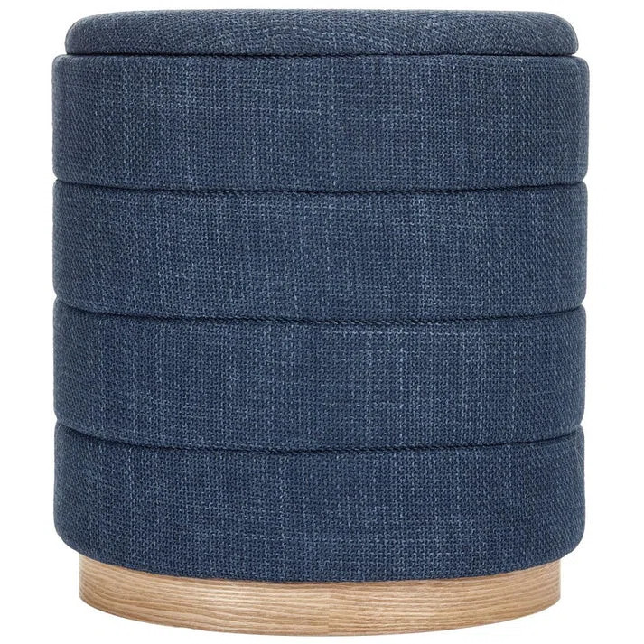 16" Round Upholstered Linen Storage Ottoman | Wayfair North America