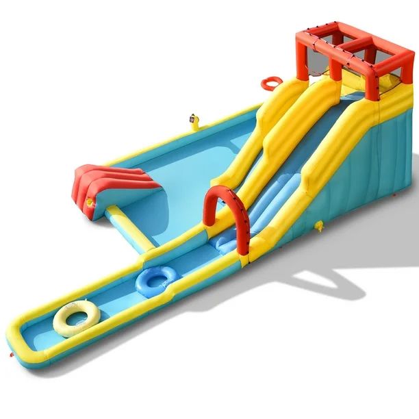 Topbuy Inflatable Water Slide Castle House Water Gun & Climbing Wall - Walmart.com | Walmart (US)