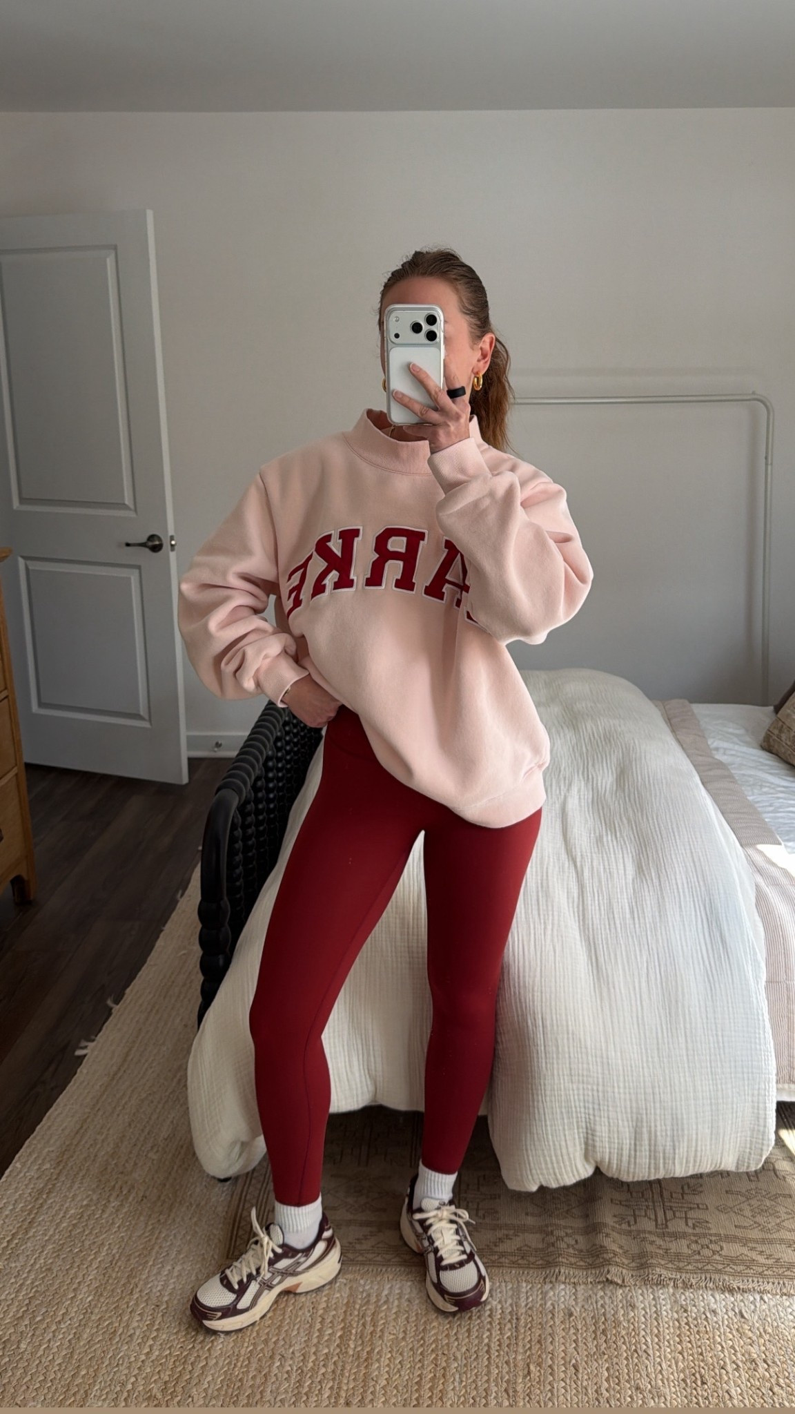 2/24/26 Workout outfit of the day ❤️ Wearing my red Set Active set (size XS in top + bottom), layered with my PARKE Valentine’s Day collection sweatshirt for the perfect pop of color. Finished with my ASICS Gel 1130 sneakers and my Garmin watch. 

#LTKootd #LTKfitnessgoals #LTKActive