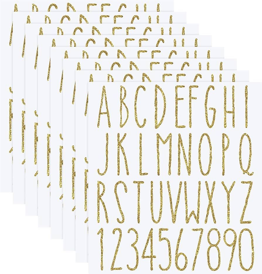 8 Sheets Vinyl Letter Stickers Letters Decals Self-Adhesive Vinyl Numbers Kit Alphabet Stickers Mailbox Numbers Sticker Modern Removable for Mailbox Signs Home Business Address Number (Gold,1 Inch) | Amazon (US)