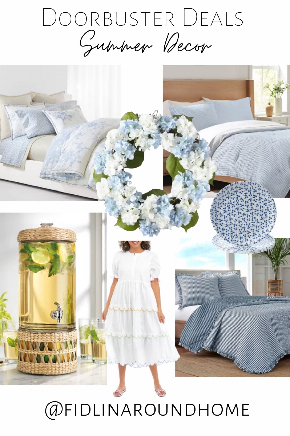 Summer blue and white home decor and dresses on MAJOR deals and sales!! At Belk! Bedding melamine plates wreaths rattan pitchers drink dispenser etc!

#LTKhome #LTKFind #LTKSeasonal