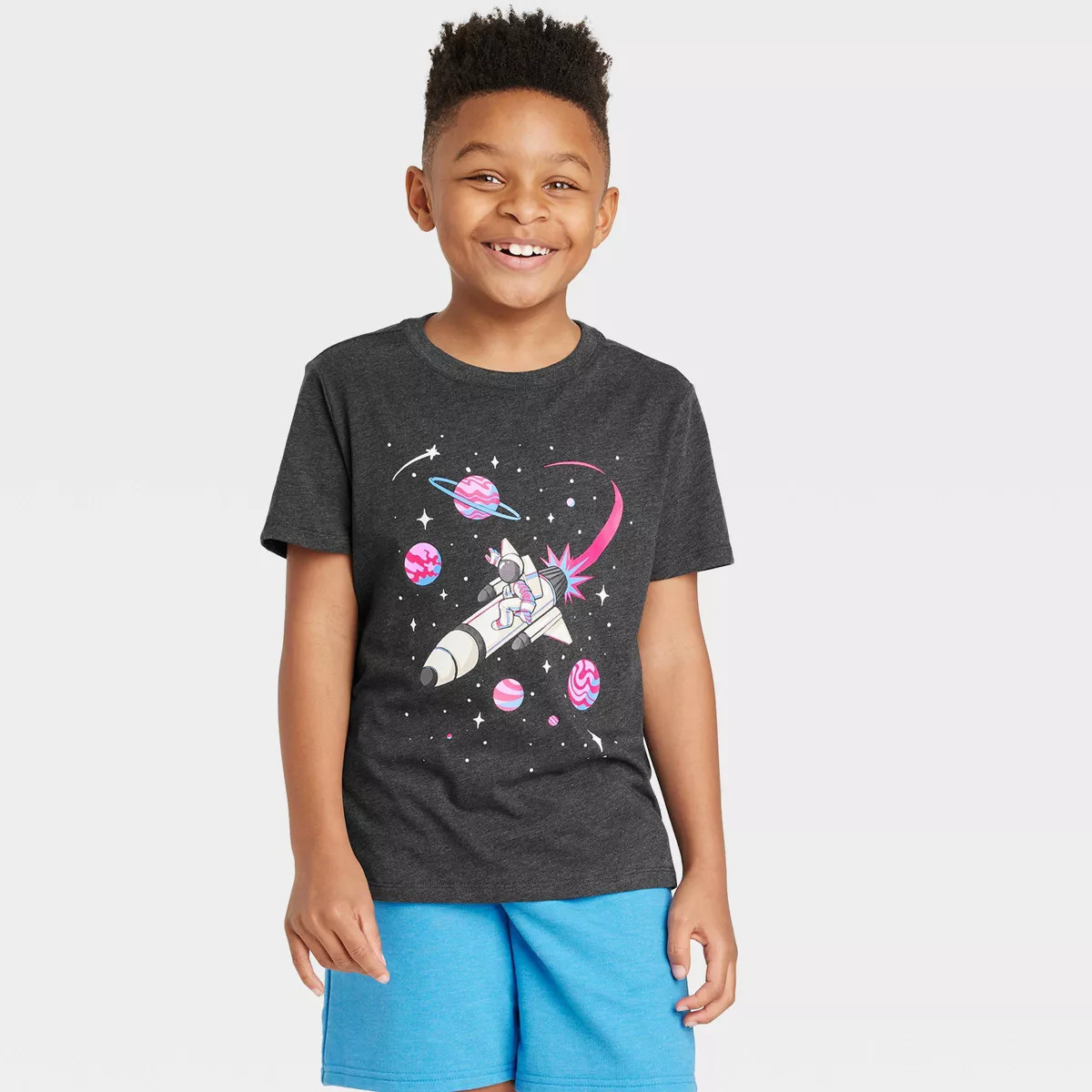 Boys' Short Sleeve Surfing Astronaut Graphic T-Shirt - Cat & Jack™ Black | Target