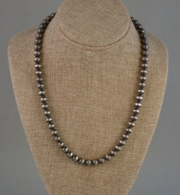 Mason Lee - Navajo Pearl Sterling Silver Handmade Bead Necklace -  20.5" - 8mm  | eBay | eBay US