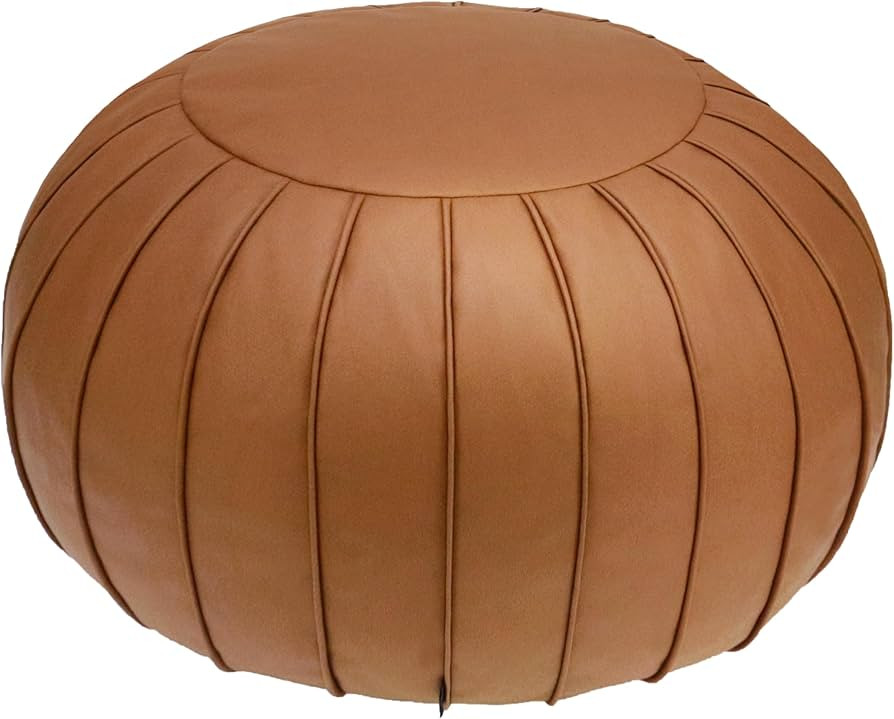 Handmade Foot Stool Ottoman Faux Suede Poufs 21.6" x 13" - Round Storage Floor Cushion Footstool ... | Amazon (US)