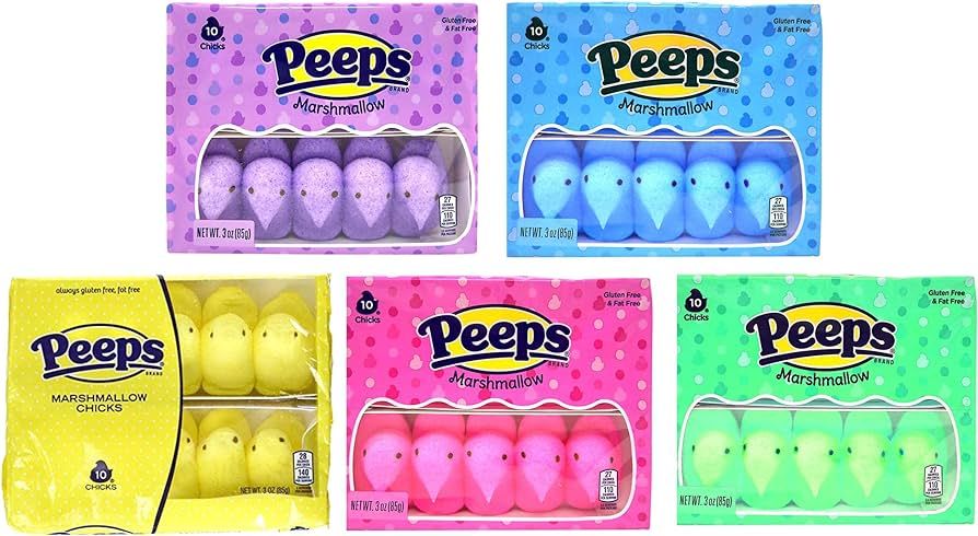 Easter Marshmallow Chicks Peeps Variety Pack 50 Ct, 5 Pack | Amazon (US)