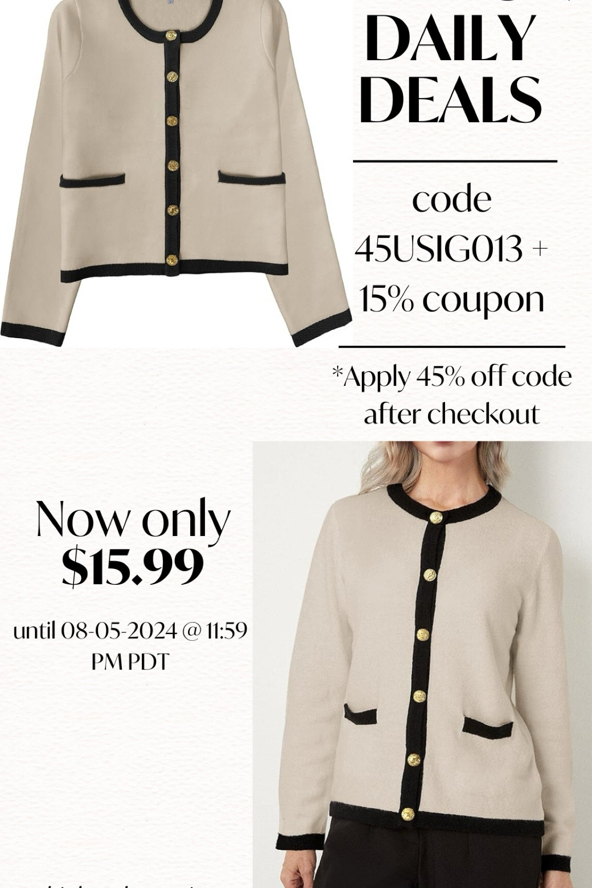 Daily Deal!
$15.99
45% off code 45USIG013 & clip the coupon!
Code expires 8/5/2024



#LTKFindsUnder50 #LTKStyleTip #LTKSaleAlert