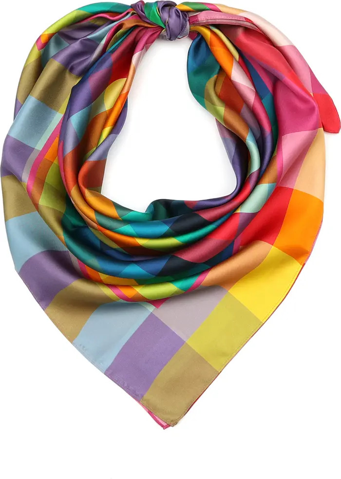 Rainbow Check Square Silk Scarf | Nordstrom