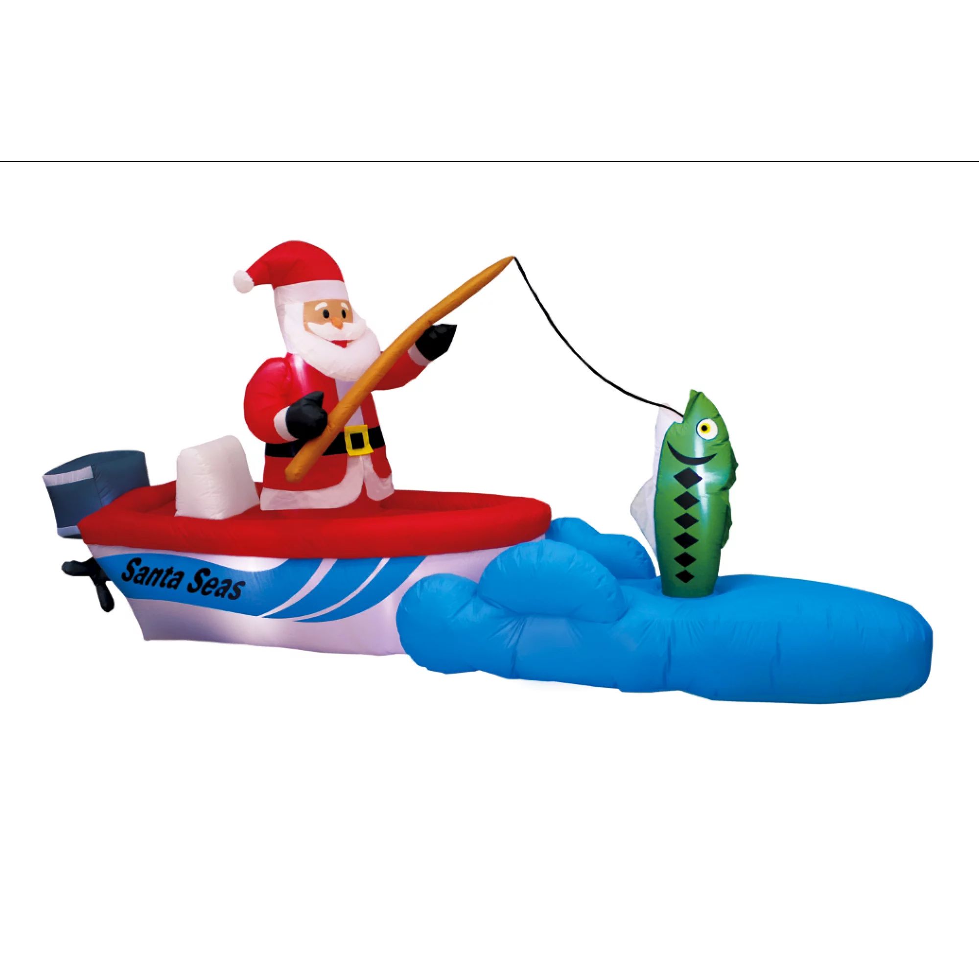 Holiday Time 11ft Wide Santa Seas Fishing Santa Yard Inflatable A Holiday Company | Walmart (US)