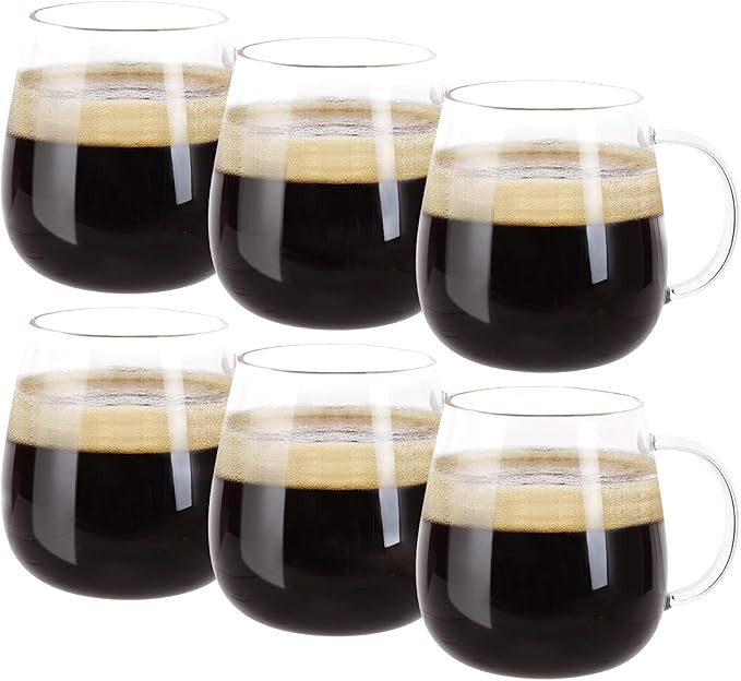 Amazon.com: Farielyn-X Glass Coffee Mugs Set of 6, Microwave Safe Borosilicate Glass Cups, 15 Oun... | Amazon (US)