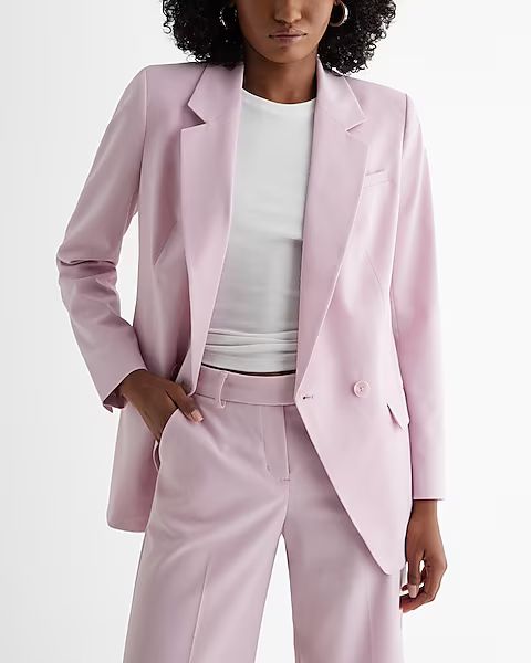 Double Breasted Cinched Boyfriend Blazer | Express