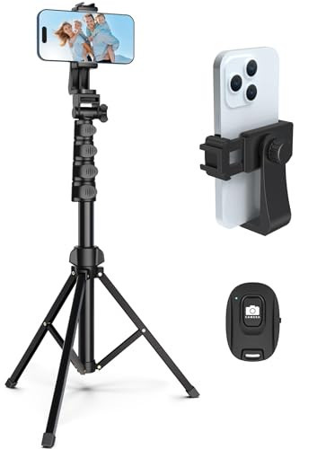 Liphisy 64” Tripod for Cell Phone & Camera, Phone Tripod with Remote and Phone Holder, Sturdy & Stable Height Adjustable Multi-Angle Shot Selfie Stick Tripod for Video Recording | Amazon (US)