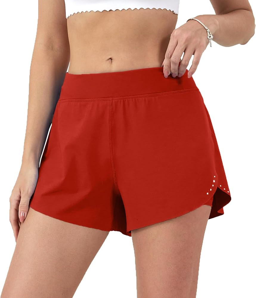 Aurefin Women's 2 in 1 Flowy Running Shorts High Waisted Athletic Shorts for Women Lightweight Wo... | Amazon (US)