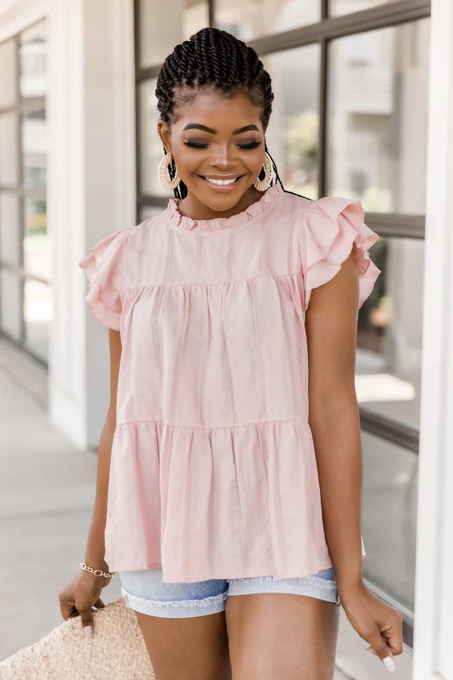 Set A Gaze Pink Tiered Babydoll Blouse | The Pink Lily Boutique