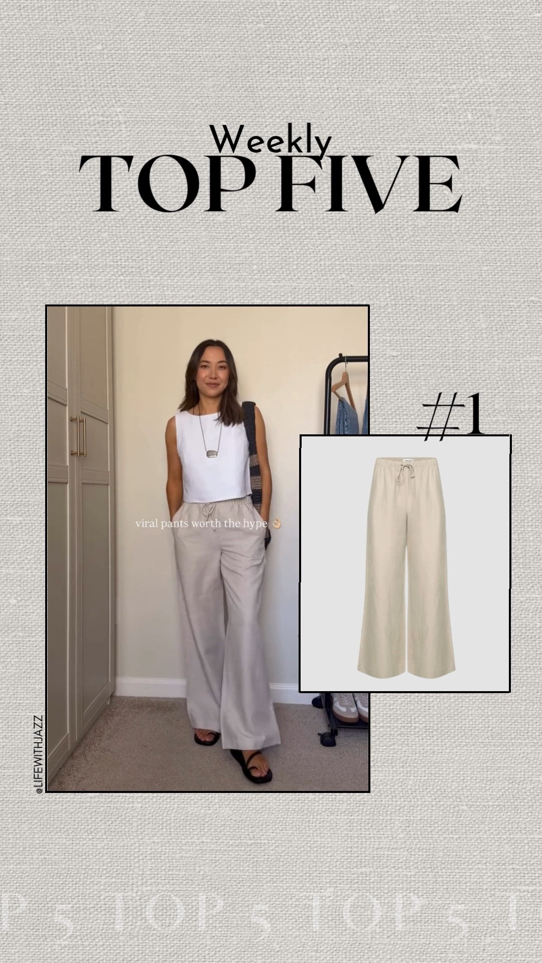 #1 bestseller this week: aritzia linen lodge pants linen pants that wrinkle a lot less than others, comes in a few colors + length options

#LTKootd