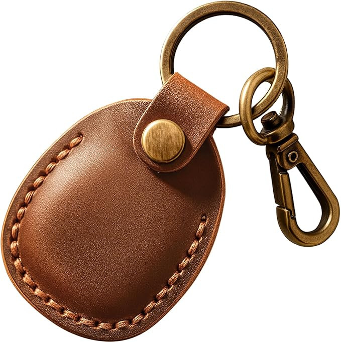 Genuine Leather Airtag Holder, Portable Handcraft Leather Air Tag Keychain with Keyring and Screw... | Amazon (US)