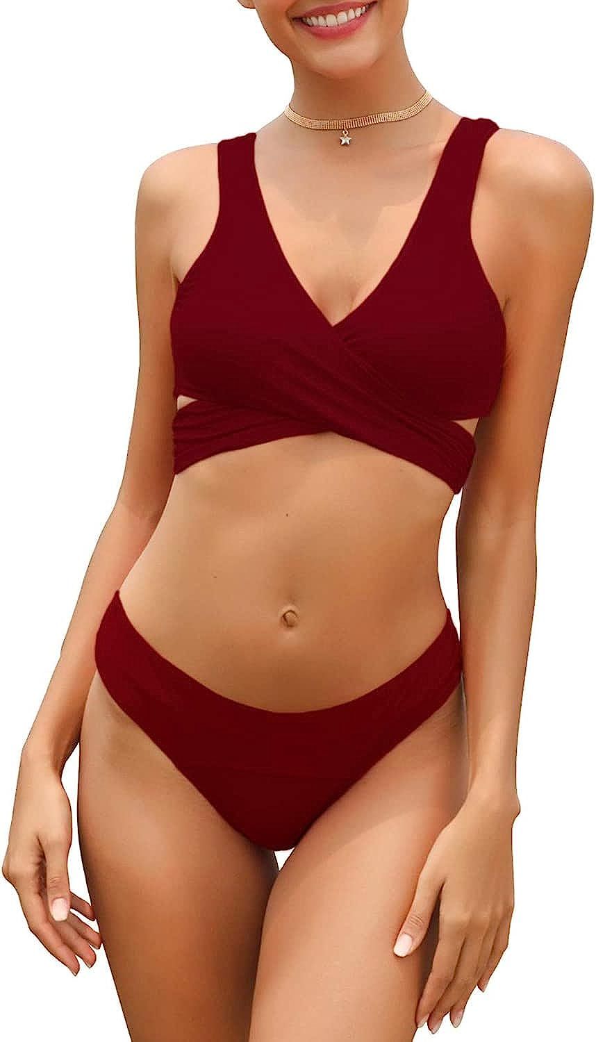 SHEKINI Women's Push Up Bikini Set Wrap Bandage Bathing Suit Two Piece Swimsuits | Amazon (US)