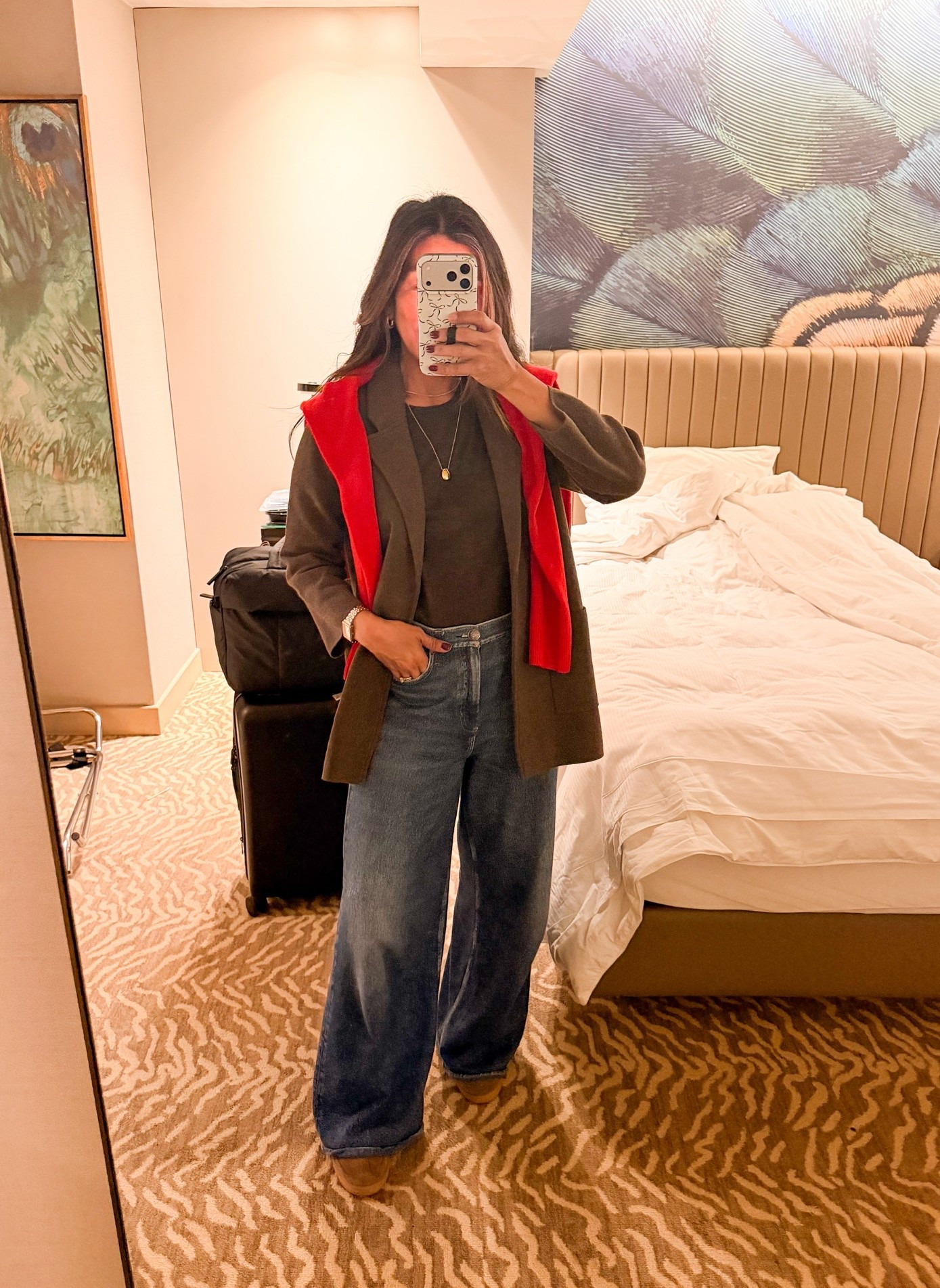 I’m 5’2” 118#ish for reference 
Early Fall outfit: Airport Outfit 
Blazer jacket in small tts.
Top(cotton cashmere) in XS color Mocha
Sweatpant jeans size down. Wearing size 25 in wash Venice. 
Red sweater in small -cashmere. 
Adidas sneakers size down-same sneakers I wore last  year for fall in Europe.
Bag is the small size. 
Carryon luggage is the regular size-expandable.
Personal bag is linked.
All accessories are linked.
Travel outfit, Fall outfit, Europe outfit, sightseeing outfit, Istanbul Turkey outfit, Amazon finds, over 50 style, midlife fashion, petite fashion,midlife women, affordable fashion, fashion over40

#LTKTravel #LTKOver40 #LTKootd
