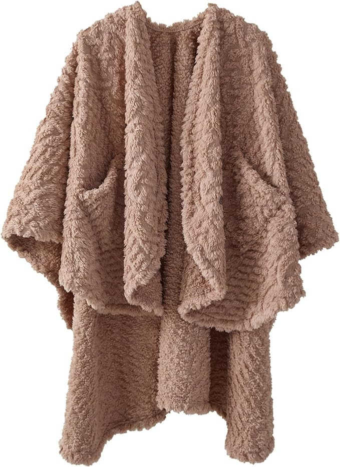 Royoliving Fuzzy Sherpa Wearable Fleece Blanket with Pockets for Adults, Ultra Soft Plush Shawl T... | Amazon (US)