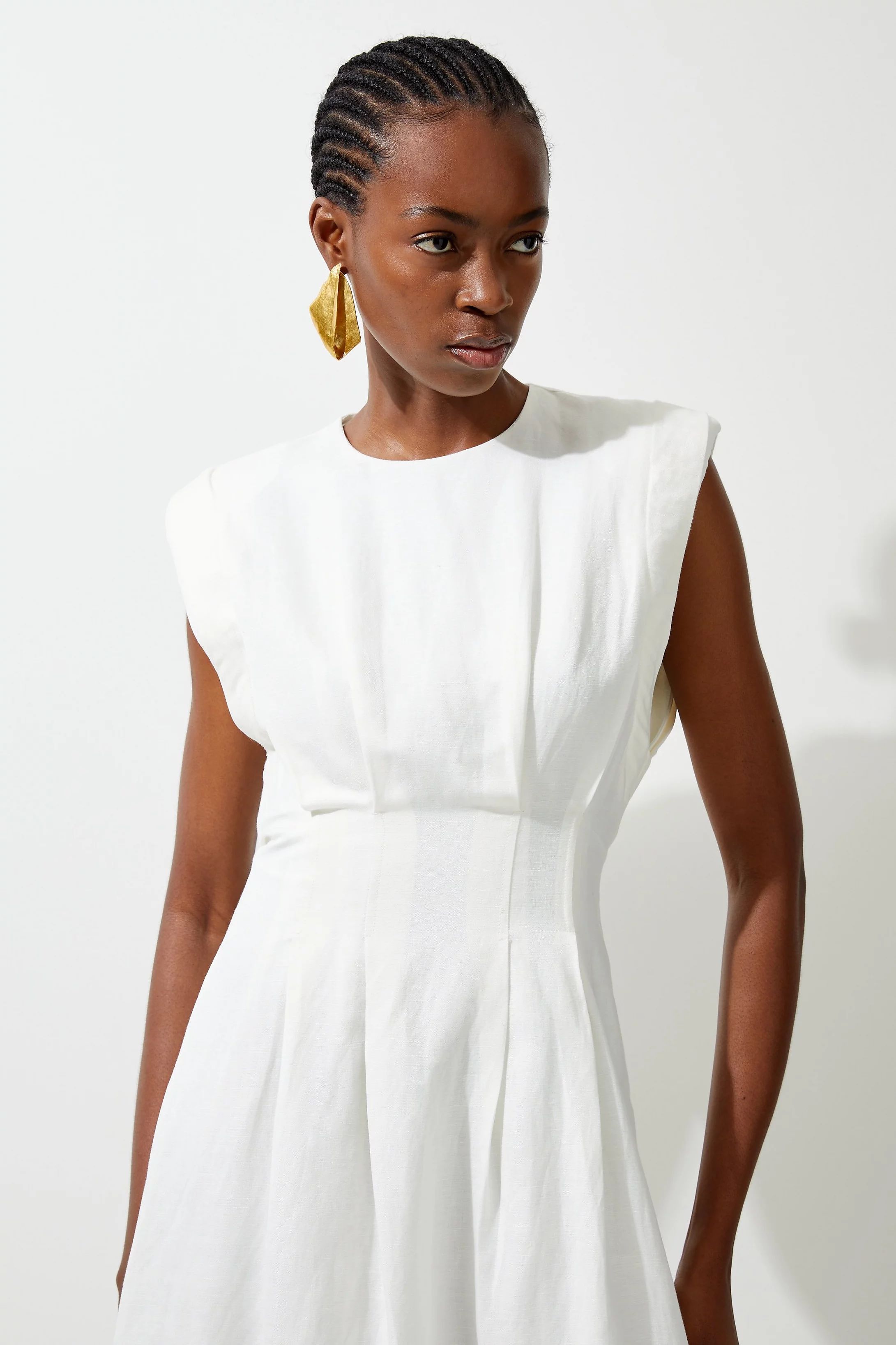 Viscose Linen Woven Pintuck Midi Dress | Karen Millen US