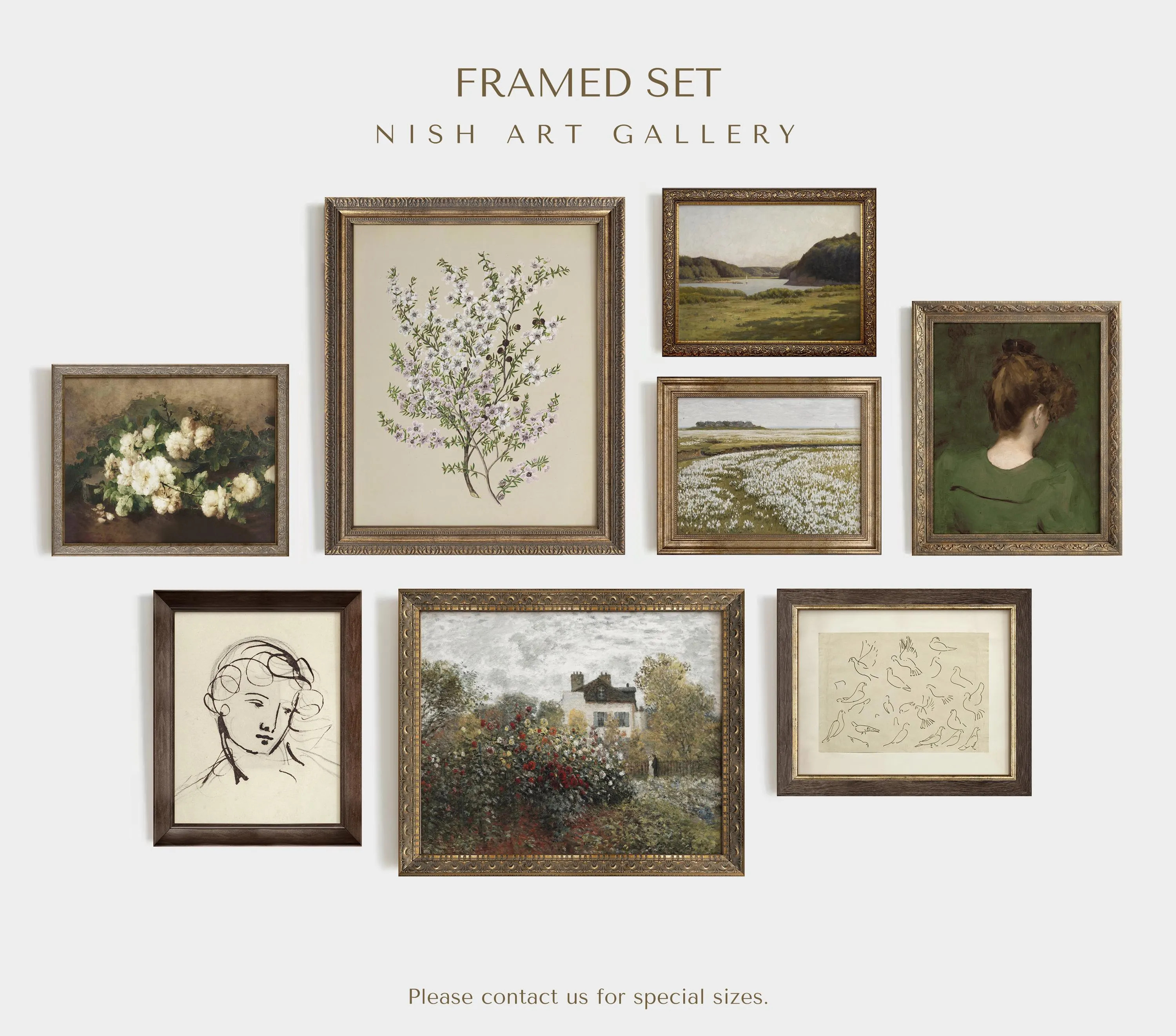 Framed Vintage Art Print Set: Green Tones, Cottage Gallery Wall #151 | Etsy (Global)