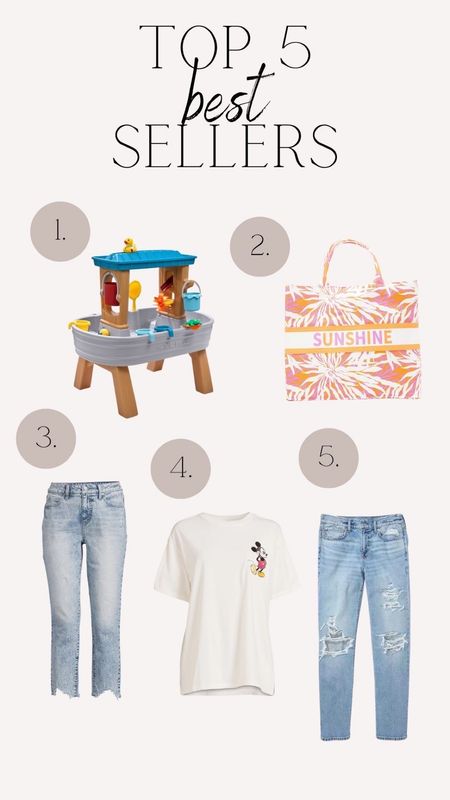This week's top 5 best sellers! You guys are still loving this water table and Walmart tote! Cute cropped denim and Mickey shirt perfect for spring and summer! Don't miss these American Eagle jeans on major discount right now

#LTKFind #LTKSeasonal #LTKstyletip