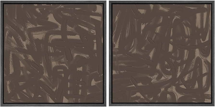 SIGNFORD Framed Canvas Print Wall Art Set Abstract Expressionist Brushstroke Bold Brown Illustrat... | Amazon (US)