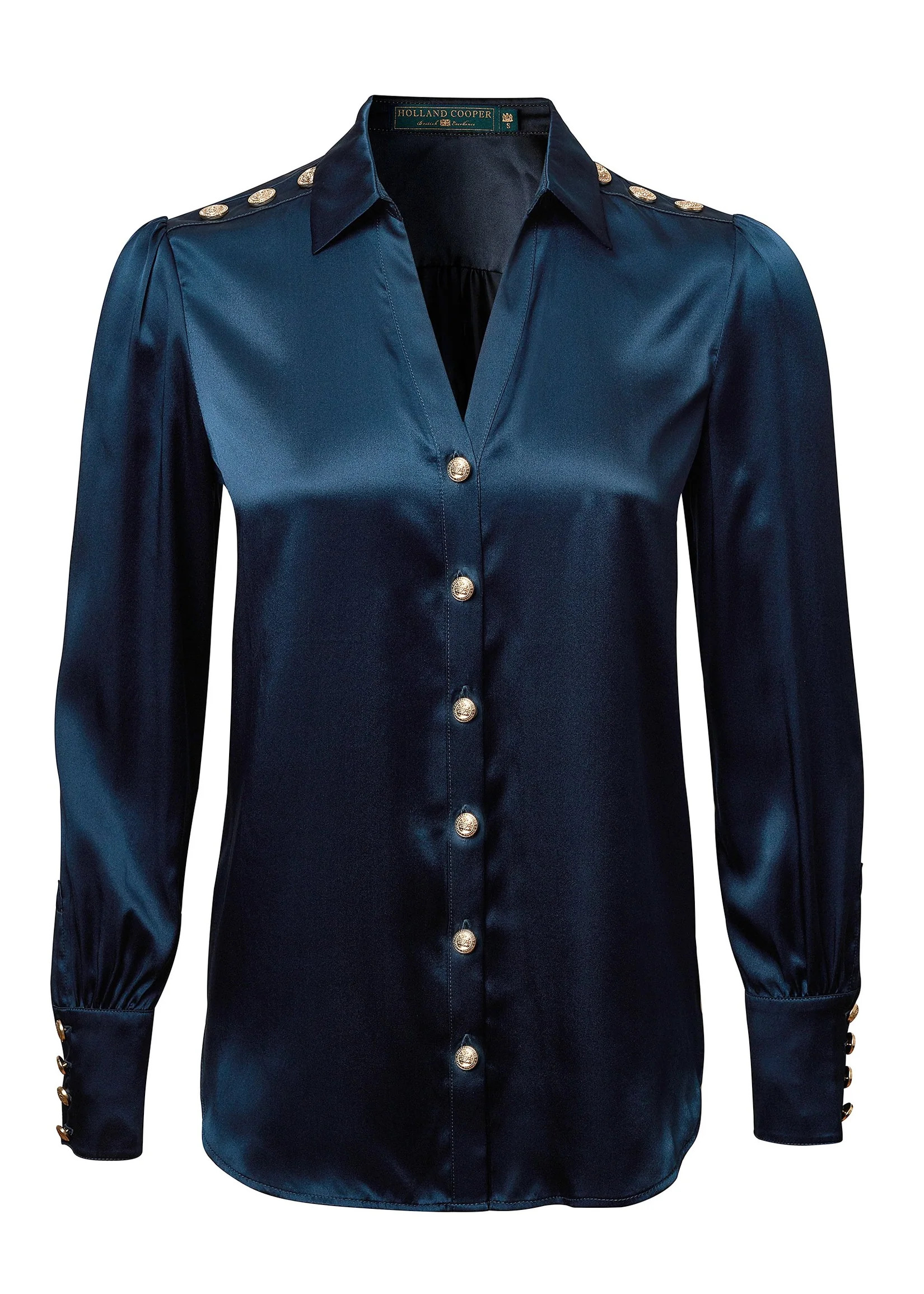 Silk V-Neck Blouse (Petrol Blue) | Holland Cooper