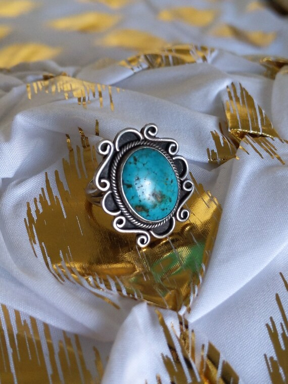 Vintage Native American Turquoise Sterling Silver Ring | Etsy (US)