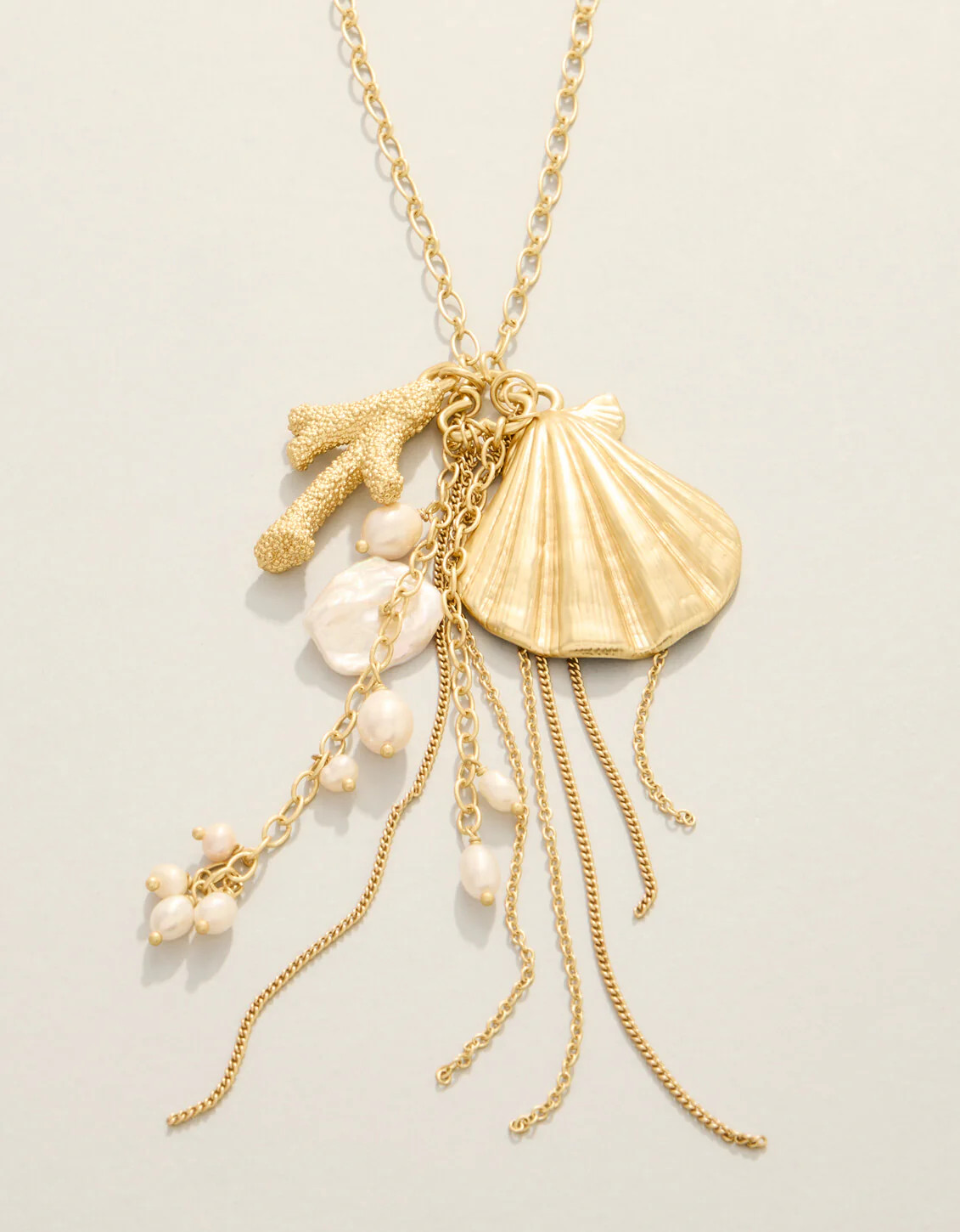 Pearl Party Shell Necklace 26" Pearl | Spartina 449