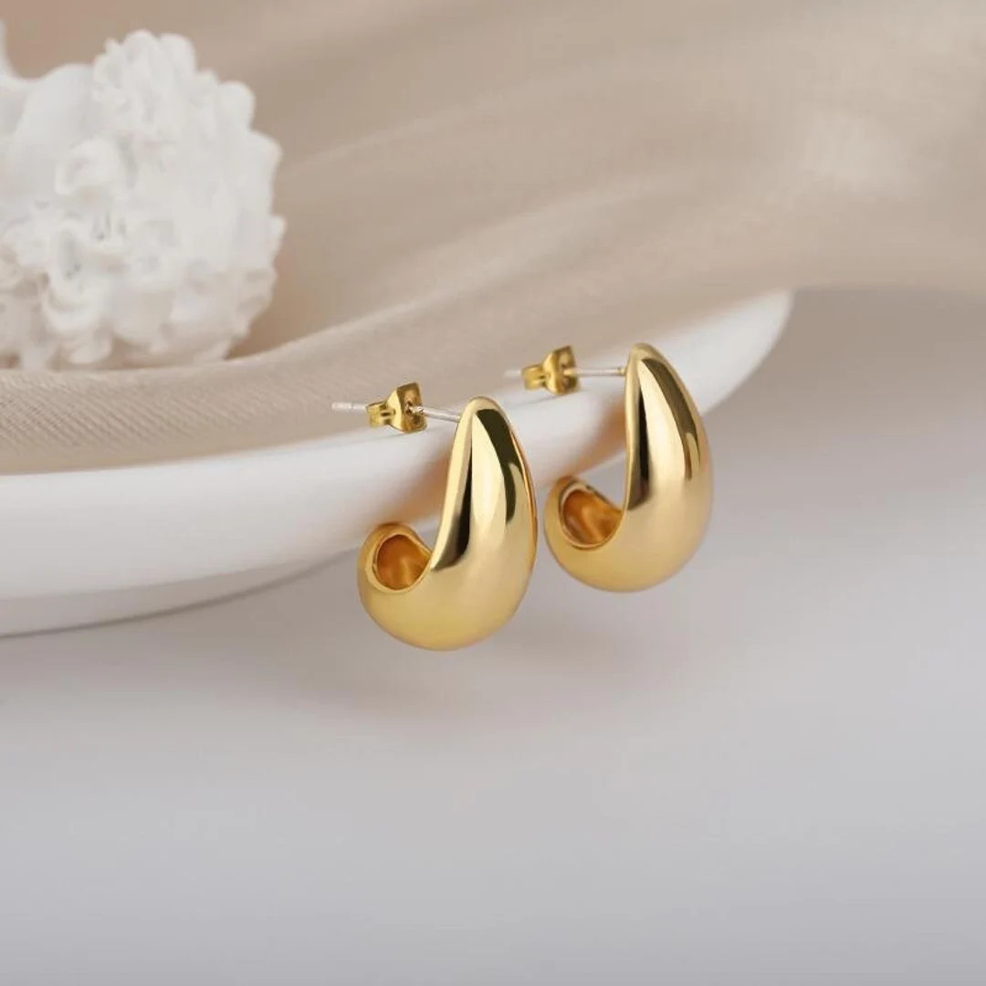 Girls Dome Earrings Gold Earrings Baroque style Hook Earrings Dupe Earrings Large Teardrop Earrin... | Etsy (US)