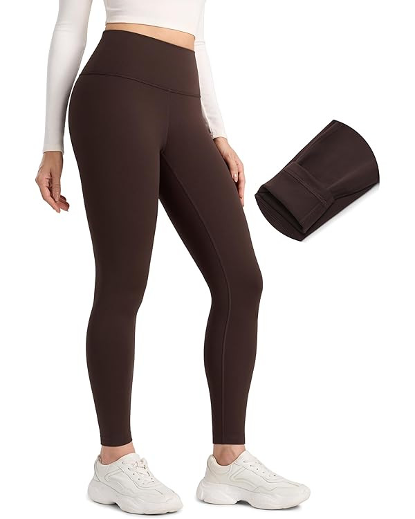 CRZ YOGA Womens Fleece Lined Leggings 28'' - Matte Thermal Winter Warm Full Length Pants Casual L... | Amazon (US)