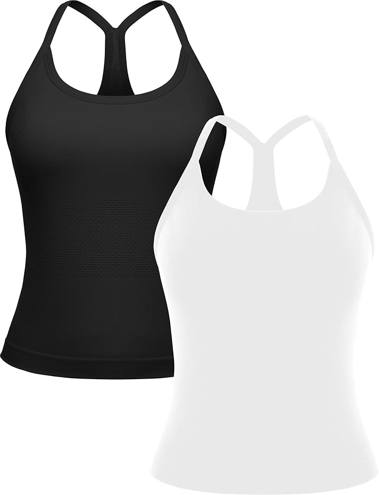 MathCat Workout Tank Tops for Women with Built in Bra, Sleeveless Gym Tops Seamless Racerback Ath... | Amazon (US)