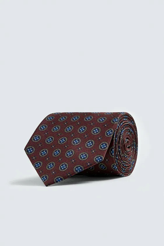 100% SILK GEOMETRIC JACQUARD TIE | Zara UK