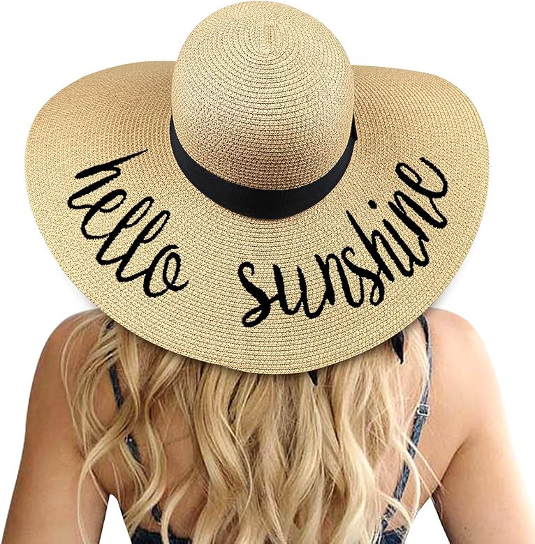 Womens Bowknot Straw Hat Foldable Beach Sun Hat Roll up UPF 50+ | Amazon (US)
