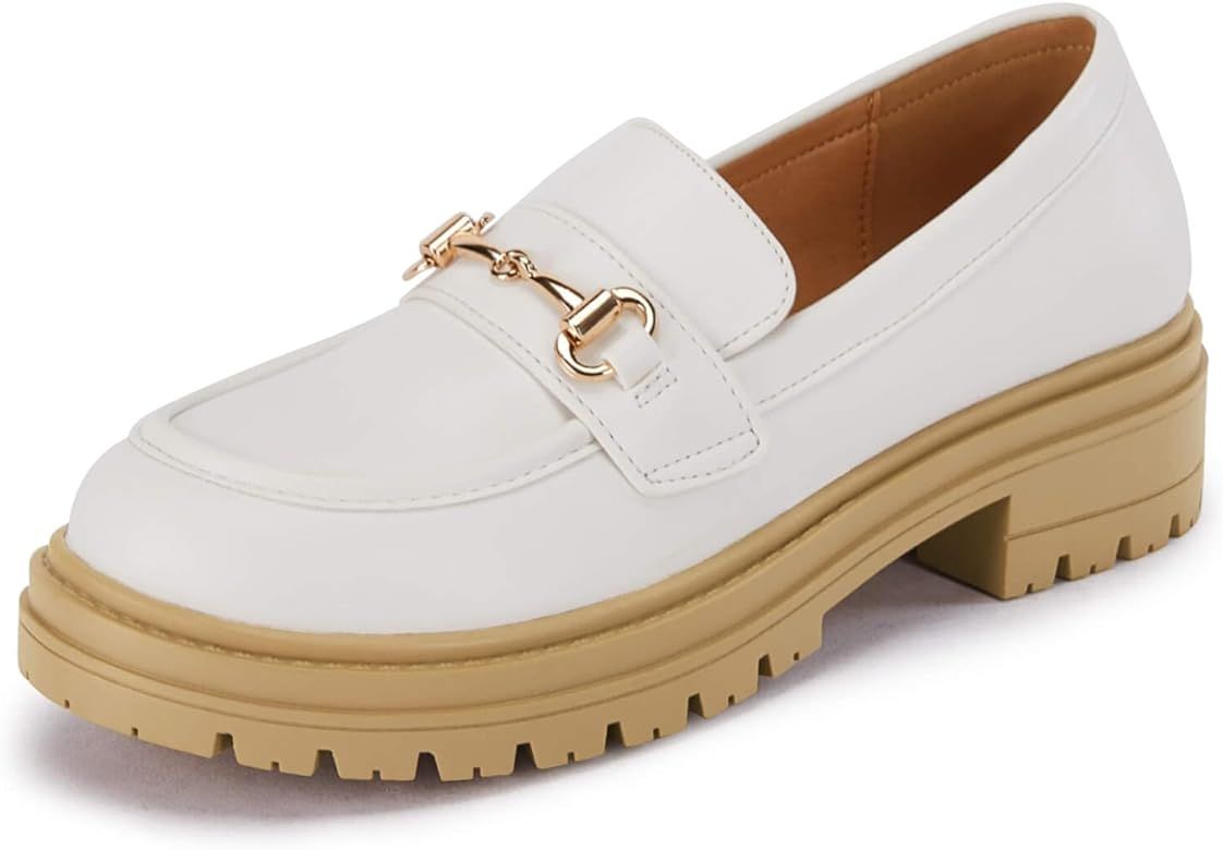 Womens Chunky Platform Loafers Low Heel Flats Lug Sole Slip On Penny Loafers Office Work Dress Sh... | Amazon (US)