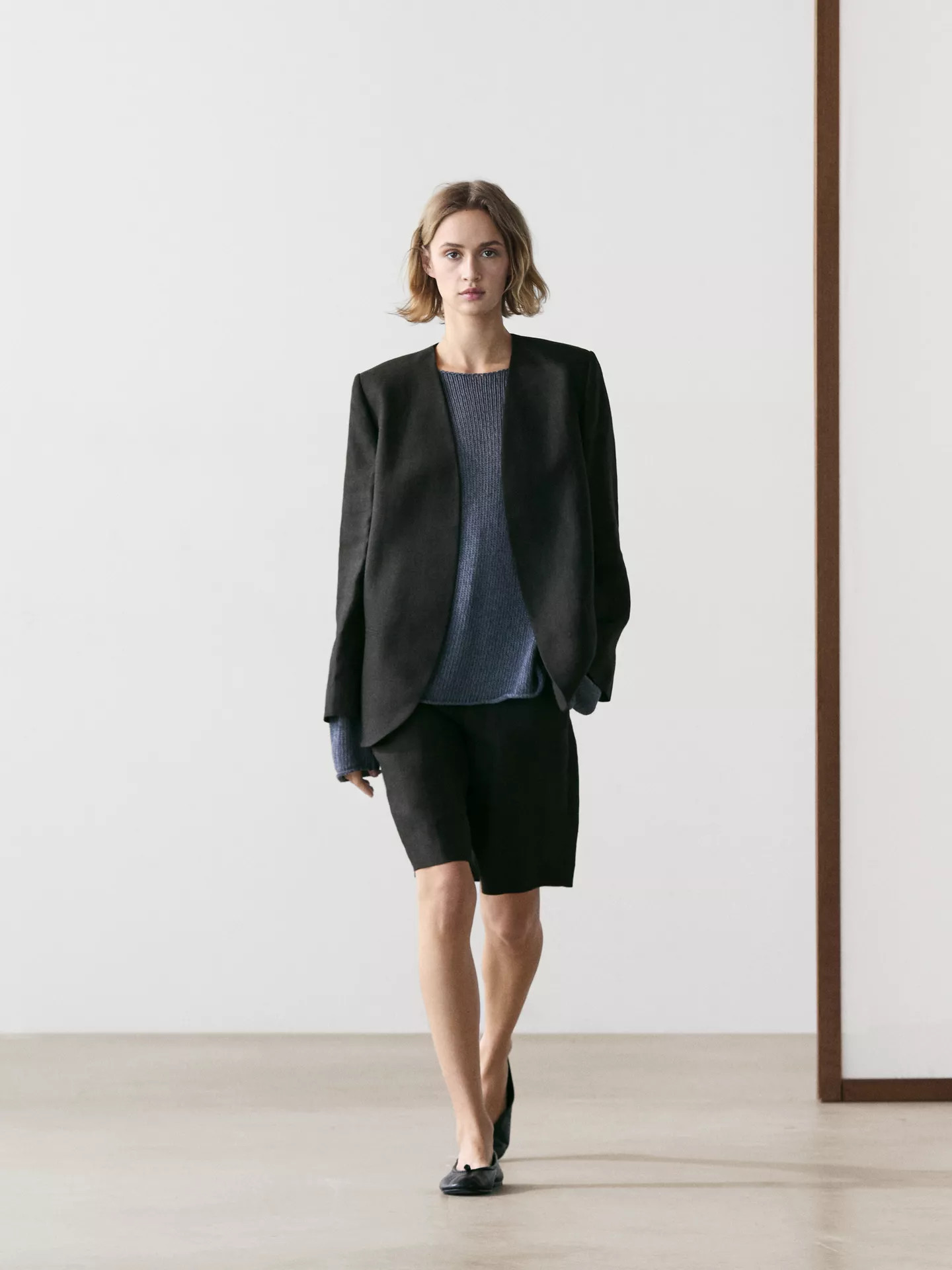 LINEN LAPELLESS BLAZER | Massimo Dutti UK
