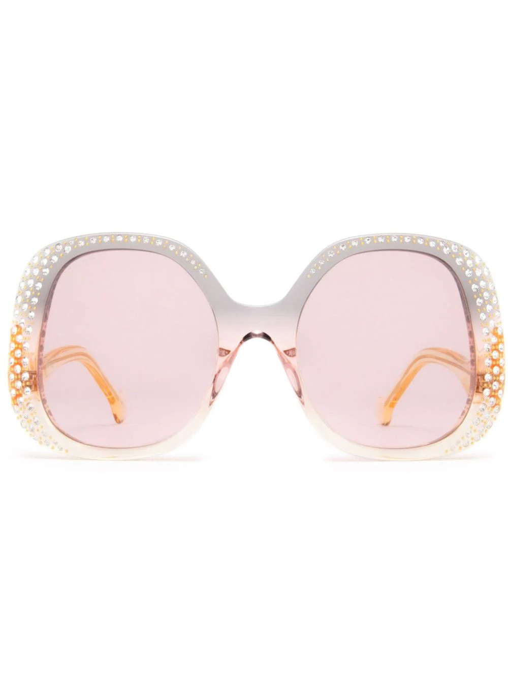 Gucci Eyewear crystal-embellished square-frame sunglasses - Yellow | Farfetch Global