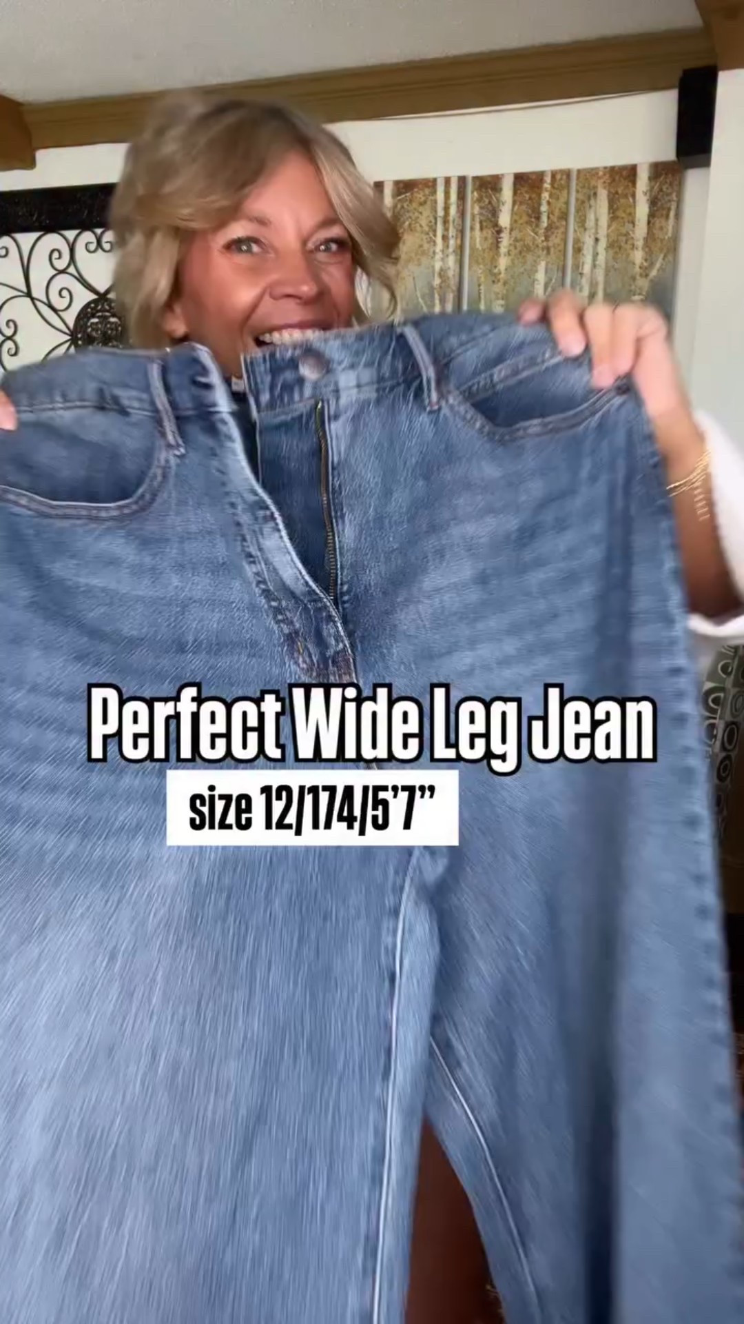 Perfect wide leg jean 👖 that compliments the curves 🍑 and the booty! Size down 1 full size! I’m a size 12 but the size 10 fits me perfectly. These have a bit of stretch and are high rise.  Wearing size large in the sweater.

#LTKSaleAlert #LTKMidsize #LTKOver40