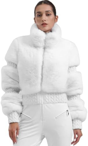 GSOU SNOW Women Ski Jacket Faux Fur Snowboard Coat Snow Cropped Jacket Winter Outdoor Warm | Amazon (US)
