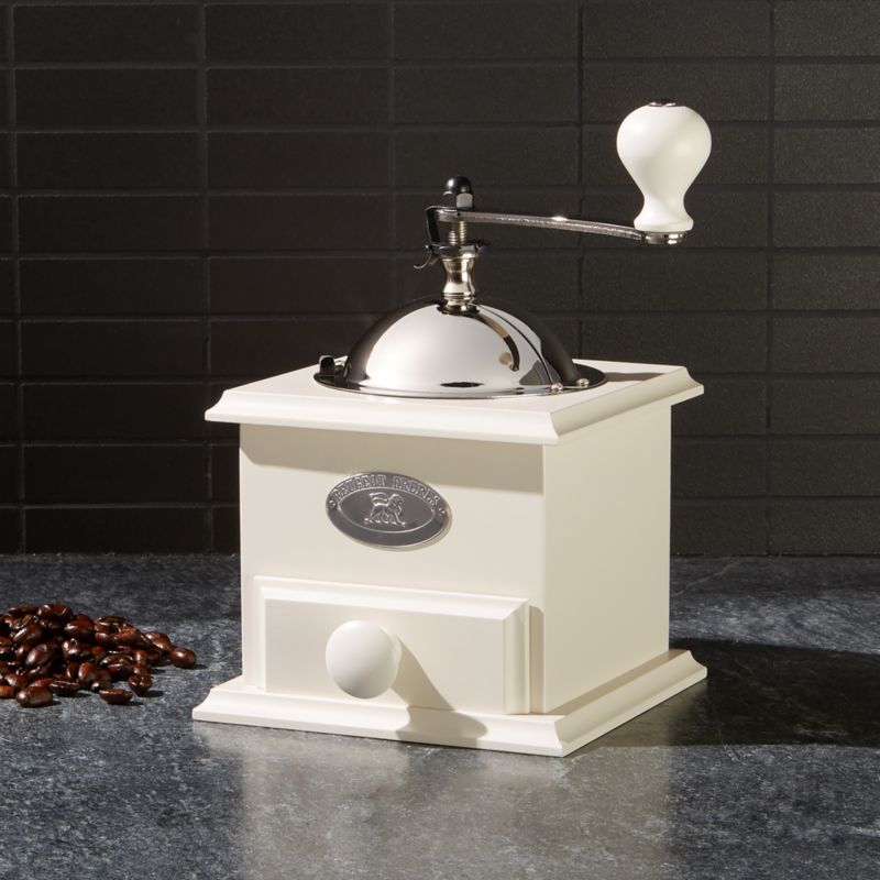 Peugeot Cottage White Coffee Mill + Reviews | Crate and Barrel | Crate & Barrel