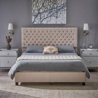 Noble House Ivory Fully Upholstered Queen Bed Set-12335 - The Home Depot | The Home Depot