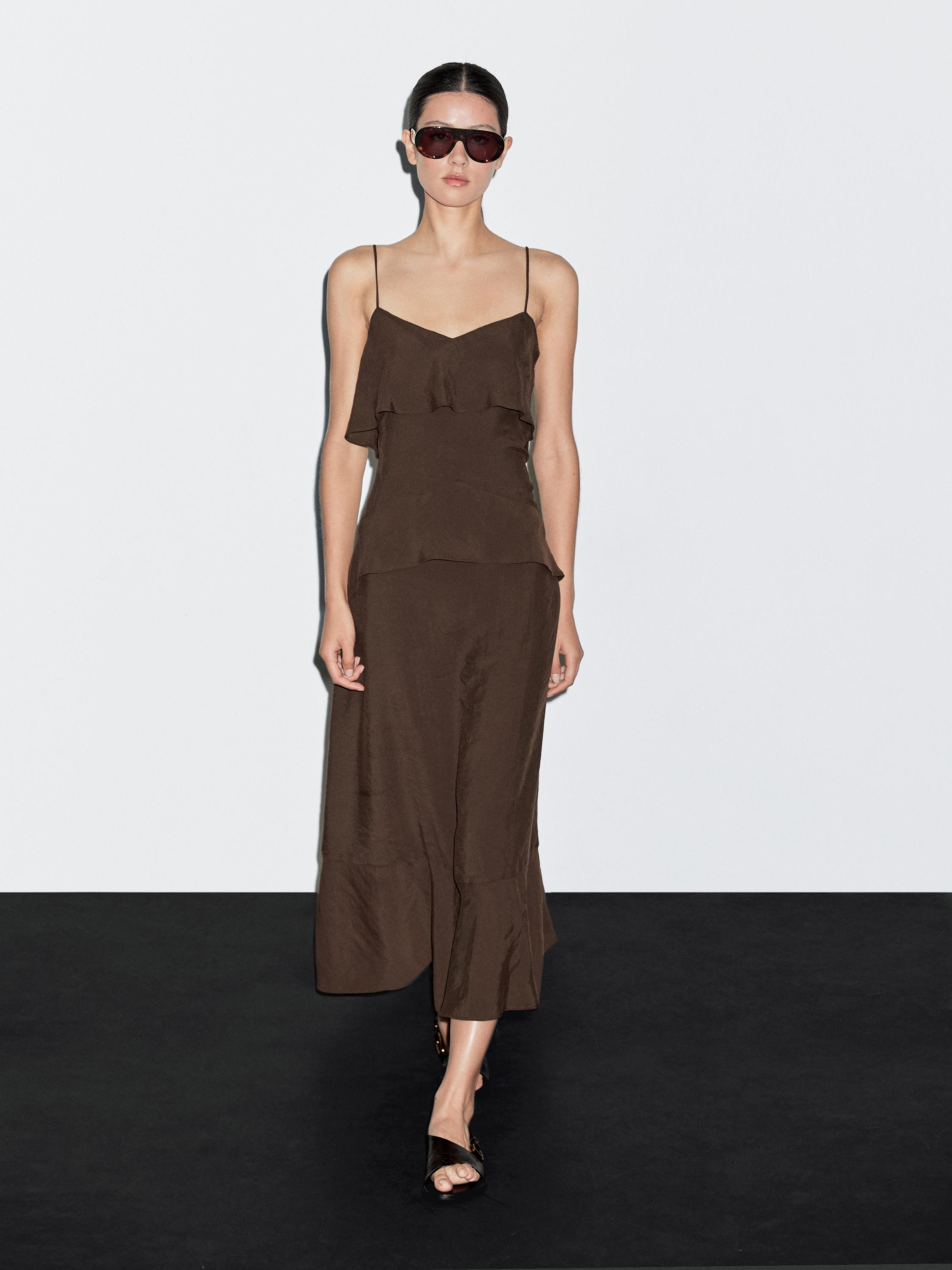 Long ruffled dress | Massimo Dutti UK