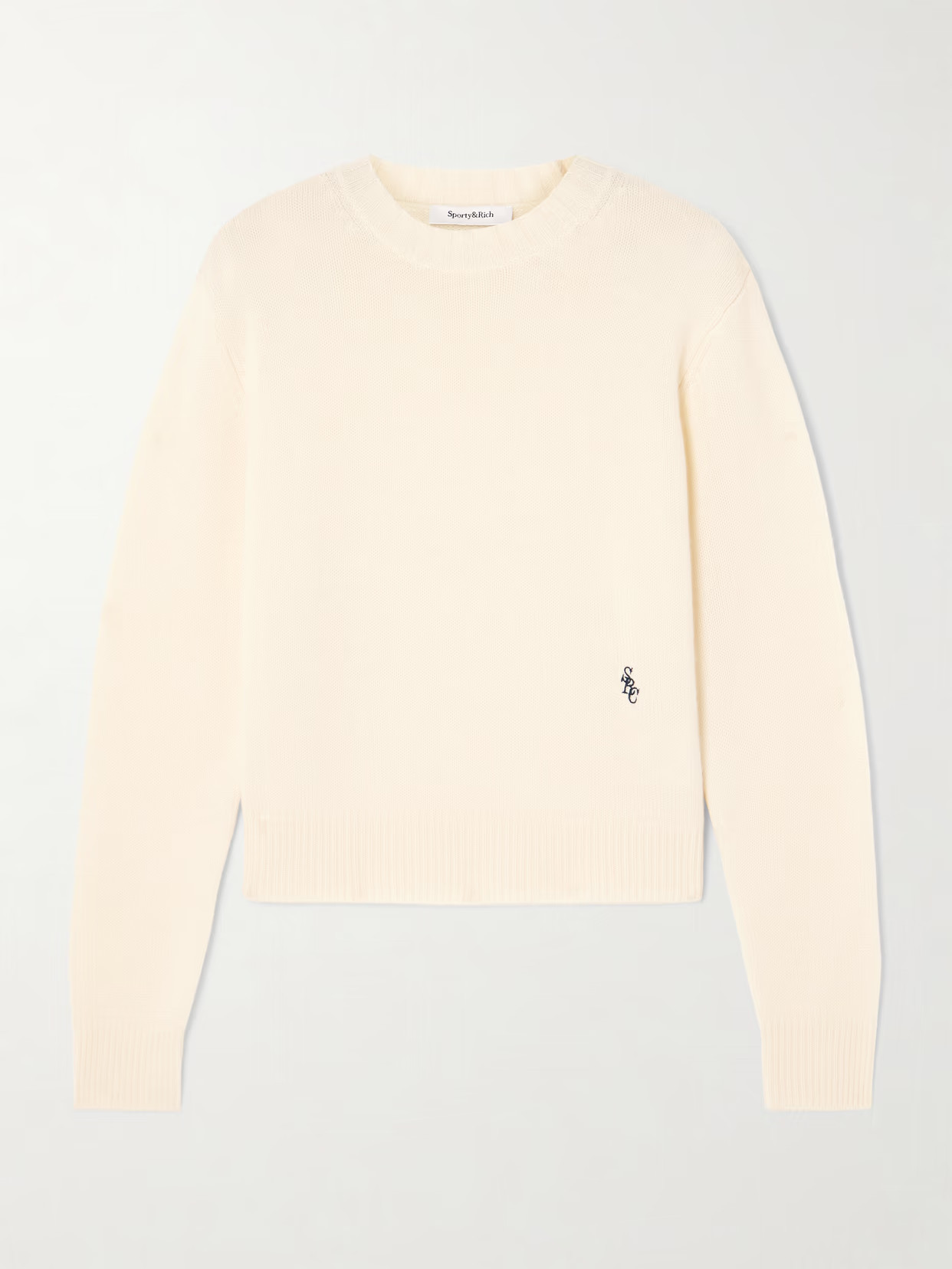Sporty & Rich - Src Cropped Embroidered Cashmere And Wool-blend Sweater - Beige | NET-A-PORTER (UK & EU)