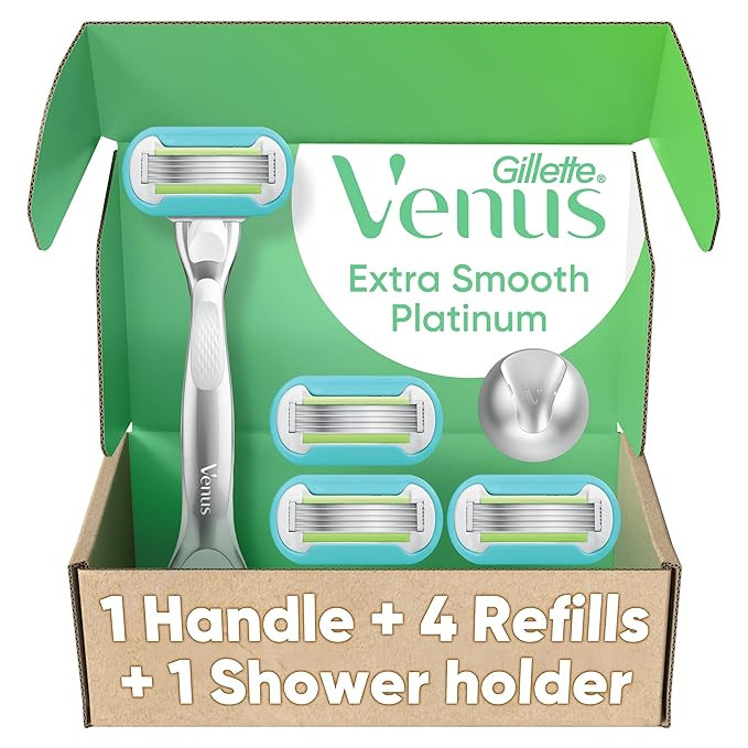 Gillette Venus Extra Smooth Razor for Women, Includes 1 Reusable Razor Handle + 4 count 5-Bladed ... | Amazon (US)