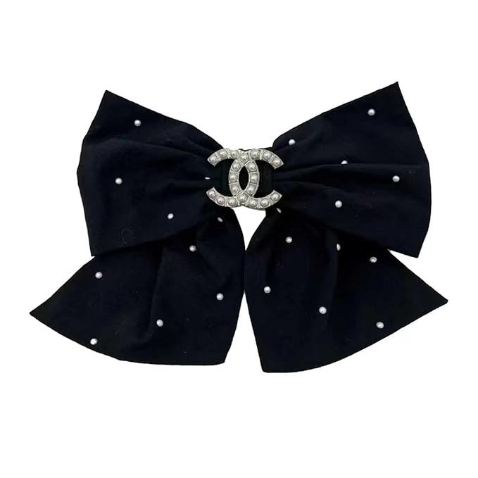 Pearl Embellished Bow Hair Clip, Black and White, Elegant Crystal, Fashion Hair Accessory | Amazon (US)