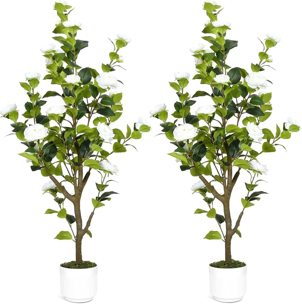 Artificial Camellia Tree 4FT – Nearly Natural Faux Plants Indoor, with Easy Assembly, Low Maint... | Amazon (US)